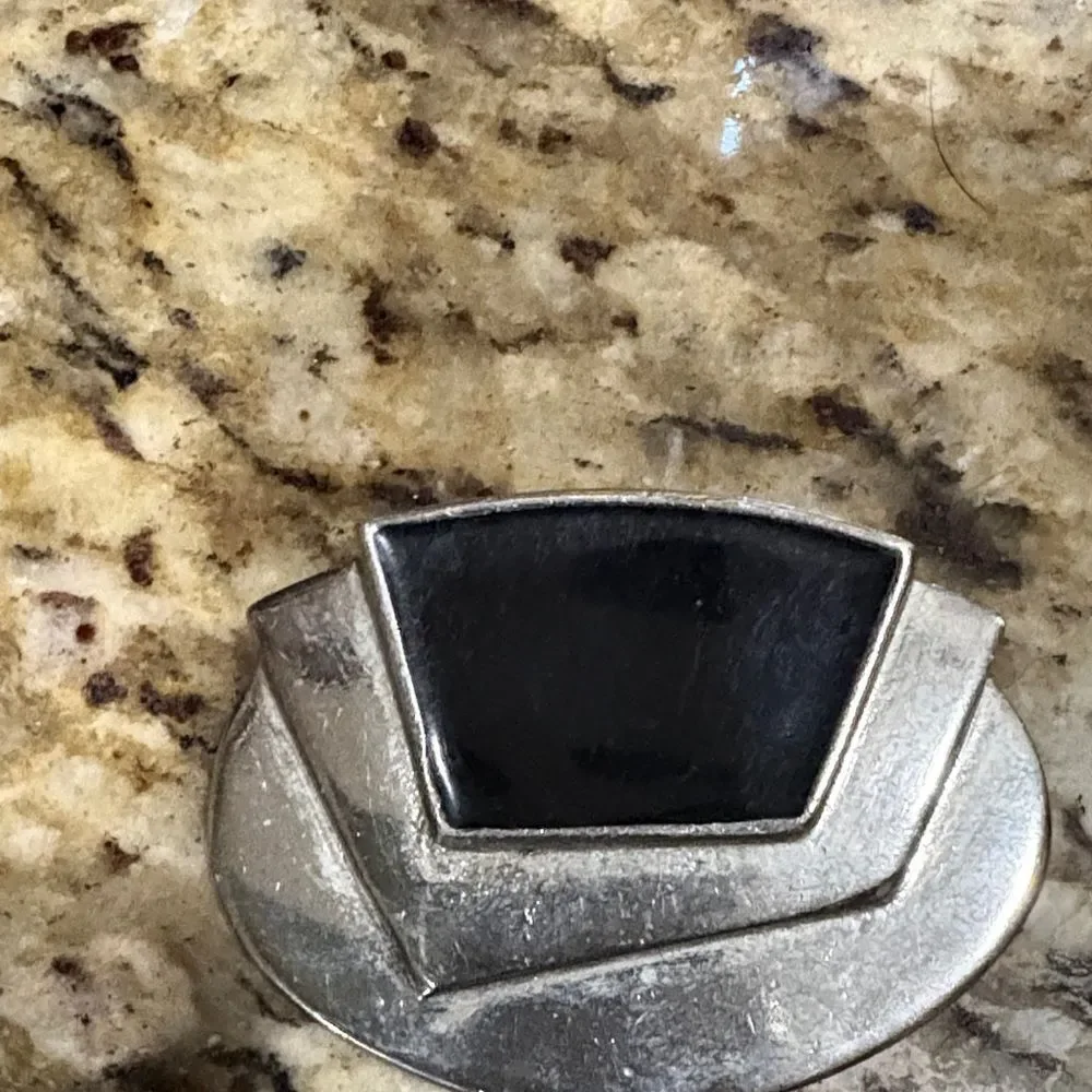 Silver and Black Geometric Brooch